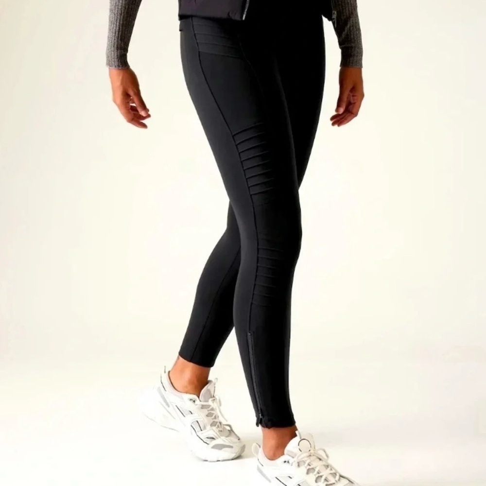 Athleta Delaney Moto Tight Leggings - Black - Size Medium
